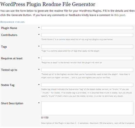 WordPress Plugin Readme File Generator WordPress Plugin Readme File Generator
